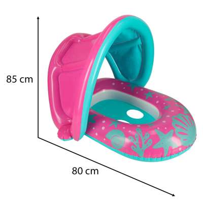 BESTWAY 34091 Materac dmuchany pontonik z daszkiem różowy 1-2lata 18kg