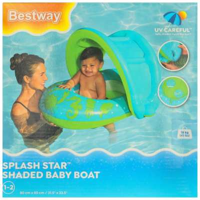 BESTWAY 34091 Materac dmuchany pontonik z daszkiem zielony 1-2lata 18kg