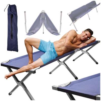 Camping bed folding XXL blue 150kg