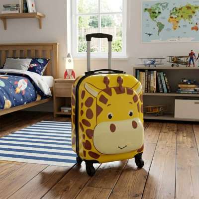 Children's travel suitcase on wheels hand luggage giraffe