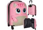 Children's travel suitcase on wheels hand luggage pink cat 1