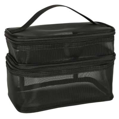 Cosmetic travel organizer folding piled organizer for storing cosmetics accessories black