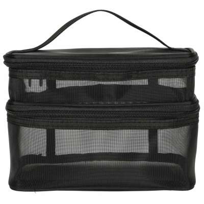 Cosmetic travel organizer folding piled organizer for storing cosmetics accessories black