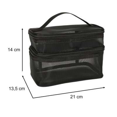 Cosmetic travel organizer folding piled organizer for storing cosmetics accessories black