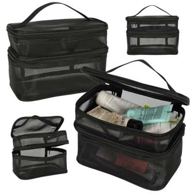 Cosmetic travel organizer folding piled organizer for storing cosmetics accessories black