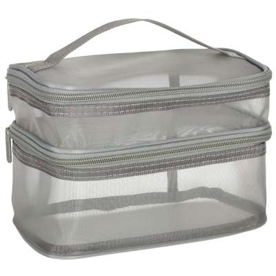 Cosmetic travel organizer folding piled organizer for storing cosmetics accessories gray