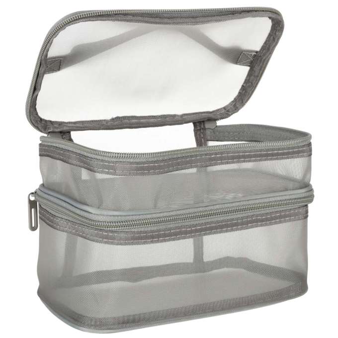 Cosmetic travel organizer folding piled organizer for storing cosmetics accessories gray