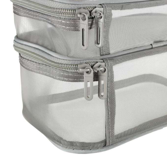 Cosmetic travel organizer folding piled organizer for storing cosmetics accessories gray