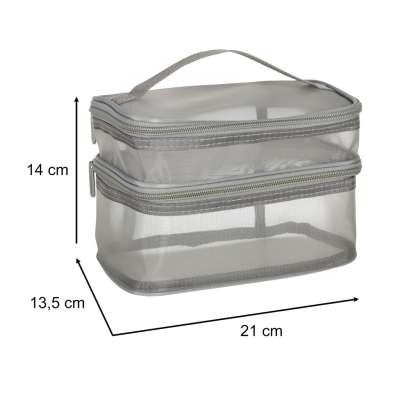 Cosmetic travel organizer folding piled organizer for storing cosmetics accessories gray