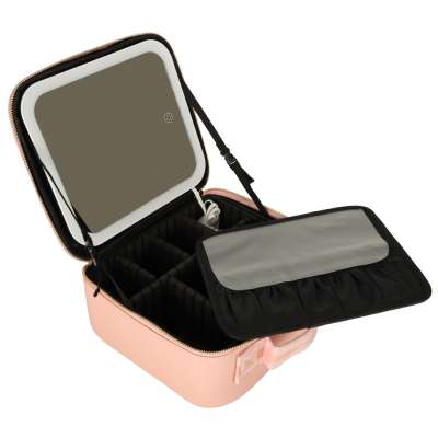 Cosmetics organizer with mirrors pink