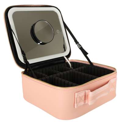 Cosmetics organizer with mirrors pink