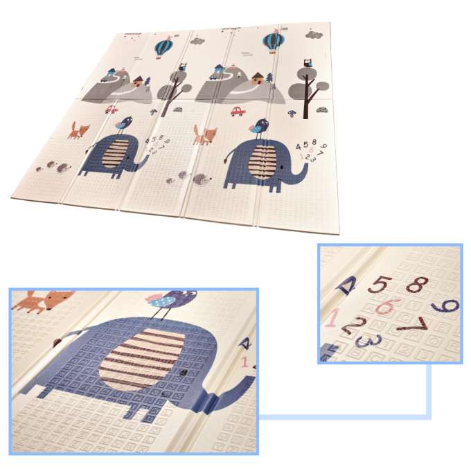 Educational folding foam mat double-sided 179x198cm street/forest