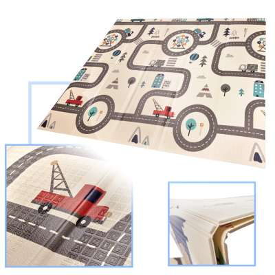 Educational folding foam mat double-sided 179x198cm street/forest