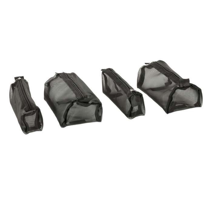 Folding travel cosmetic bag removable retractable 4-in-1 large capacity portable black