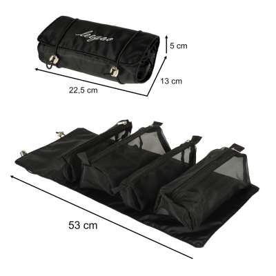Folding travel cosmetic bag removable retractable 4-in-1 large capacity portable black