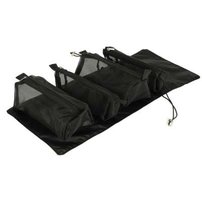 Folding travel cosmetic bag removable retractable 4-in-1 large capacity portable black