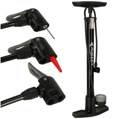 Foot-operated bicycle pump RALLEX with 11 bar pressure gauge