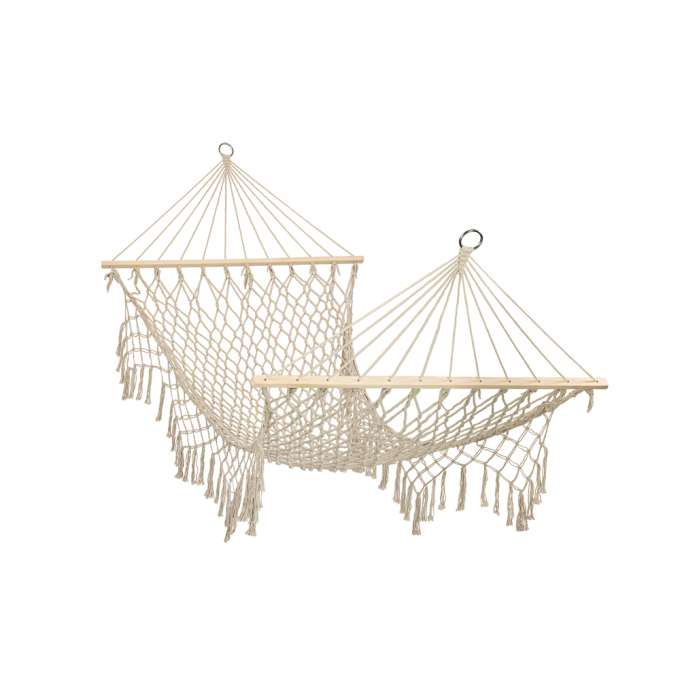 Garden hammock boho tassels 200cm ecru 250kg