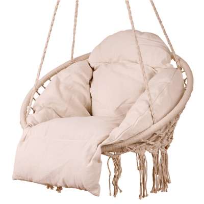 Hanging chair swing seat with cushion XXL ecru 120kg