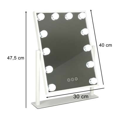 LED make-up mirror with USB bulbs 30x40cm