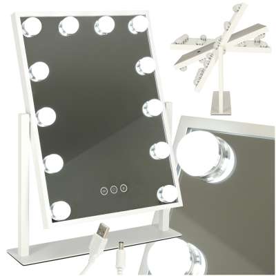 LED make-up mirror with USB bulbs 30x40cm
