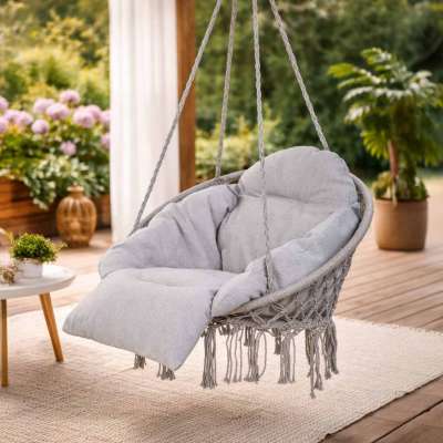 LUARO garden swing stork's nest with XXL cushion gray 80 cm 150 kg