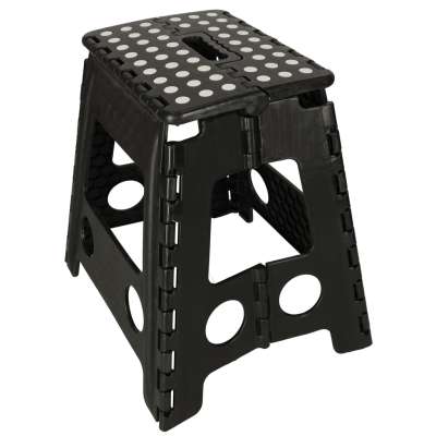 Non-slip folding stool 39cm black