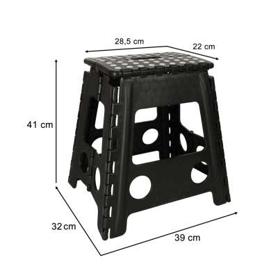 Non-slip folding stool 39cm black