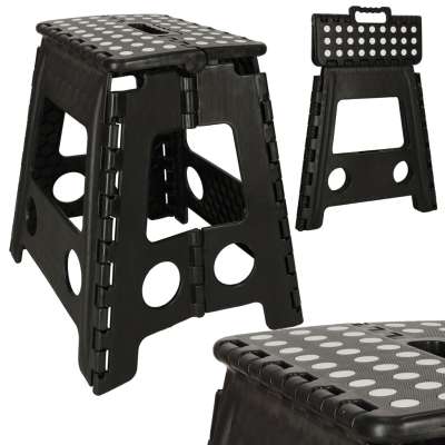 Non-slip folding stool 39cm black