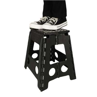Non-slip folding stool 39cm black