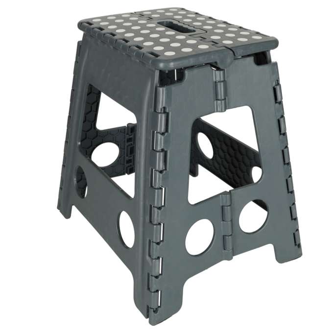 Non-slip folding stool 39cm dark grey