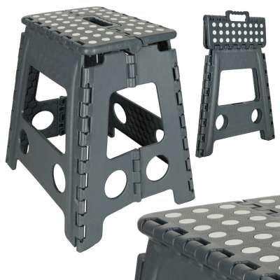 Non-slip folding stool 39cm dark grey