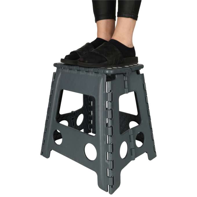 Non-slip folding stool 39cm dark grey