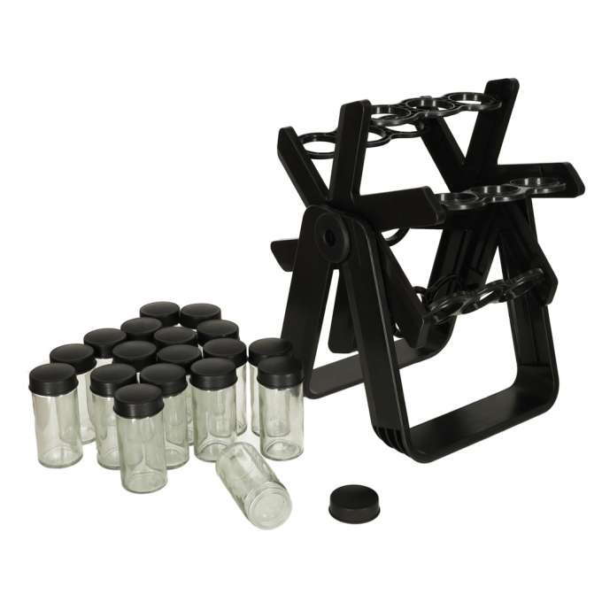 Spice organizer rack rotating containers