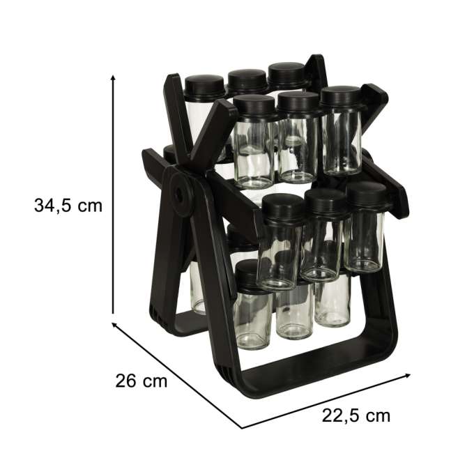 Spice organizer rack rotating containers