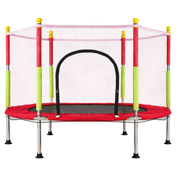 Trampolina do domu ogrodu dla dzieci siatka piłki 140cm 55inch czerwona