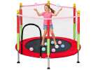 Trampolina do domu ogrodu dla dzieci siatka piłki 140cm 55inch czerwona 7