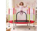Trampolina do domu ogrodu dla dzieci siatka piłki 140cm 55inch czerwona 10