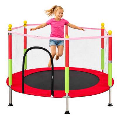 Trampoline for home garden for kids ball net 140cm 55inch red