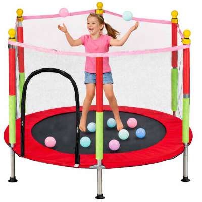 Trampoline for home garden for kids ball net 140cm 55inch red