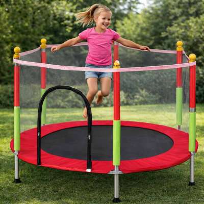 Trampoline for home garden for kids ball net 140cm 55inch red