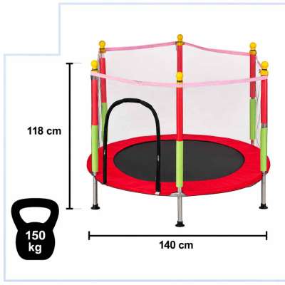 Trampoline for home garden for kids ball net 140cm 55inch red