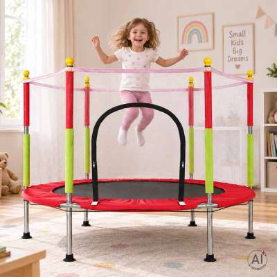 Trampoline for home garden for kids ball net 140cm 55inch red