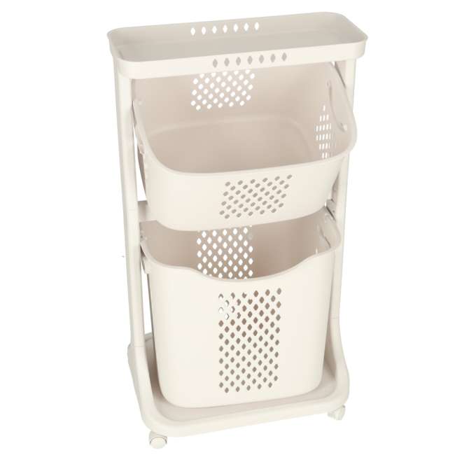 Two tier rolling cart organizer on wheels for toys clothes