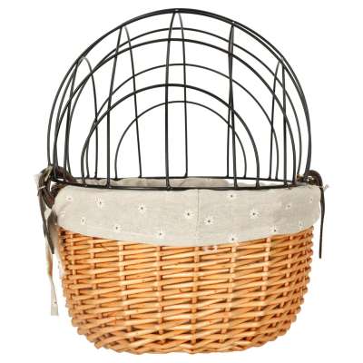 Wicker bike basket with metal rack for dog cat carrier