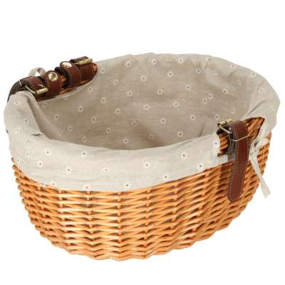 Wicker bike basket with metal rack for dog cat carrier