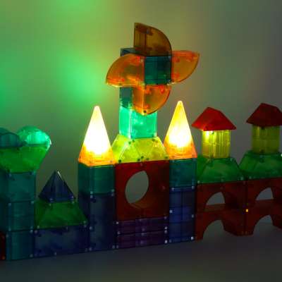 3D construction magnetic bricks LED glowing 134 el.