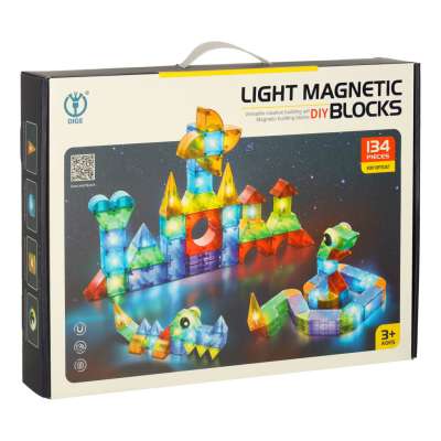 3D construction magnetic bricks LED glowing 134 el.