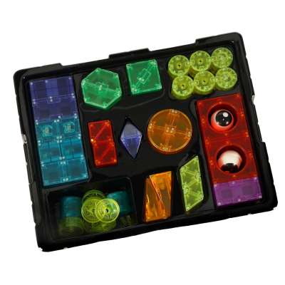 3D construction magnetic bricks LED glowing 64 pieces