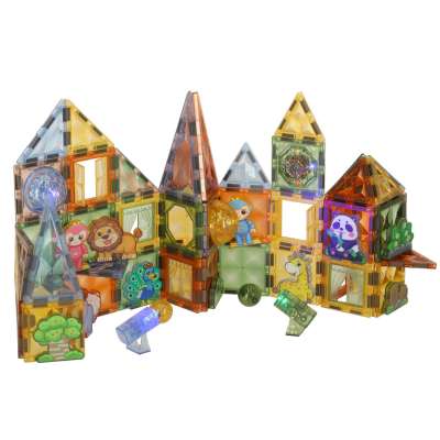 3D construction magnetic bricks glowing animal park 90 el.